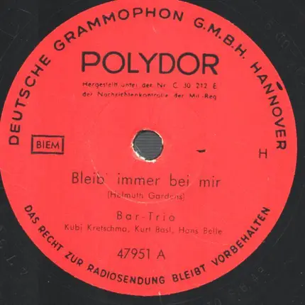 Emil Deltour / Helmuth Gardens - Valerie / Bleib' immer bei mir (Bar-Trio)
