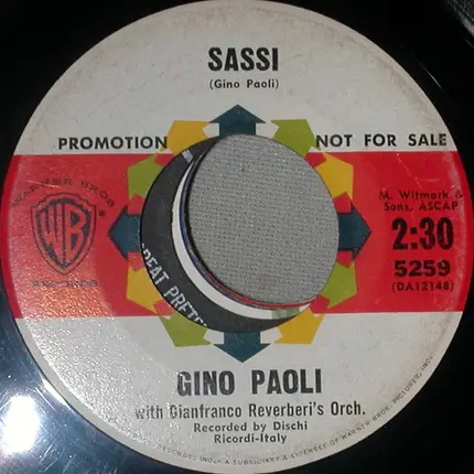 Emilio Pericoli / Gino Paoli - Al Di La' From 'Rome Adventure' / Sassi