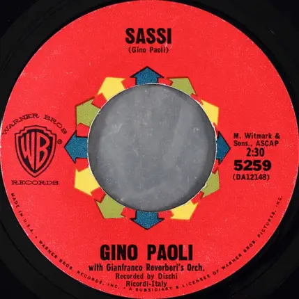 Emilio Pericoli / Gino Paoli - Al Di La' From "Rome Adventure" / Sassi