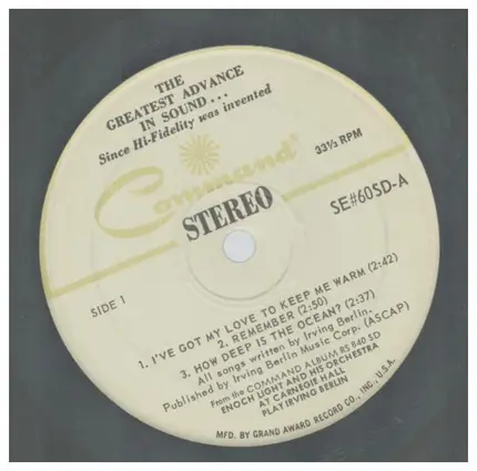 Enoch Light And His Orchestra - Enoch Light And His Orchestra At Carnegie Hall Play Irving Berlin