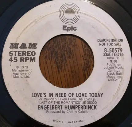 Engelbert Humperdinck - Love's In Need Of Love Today