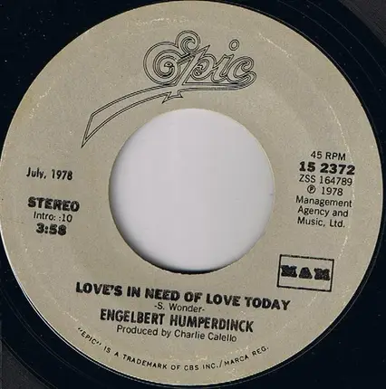 Engelbert Humperdinck - After The Lovin' / Love's In Need Of Love Today