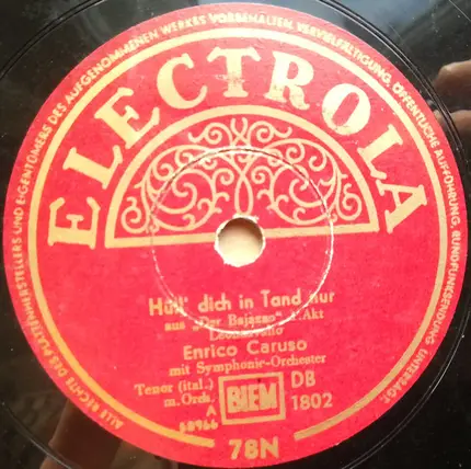 Enrico Caruso / Leoncavailo / Flotow - Ach, So Fromm, Ach So Traut! / Hüll Dich In Tand Nur