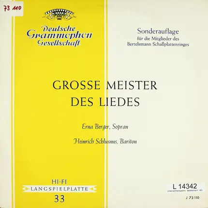 Schubert / Beethoven - Grosse Meister Des Liedes
