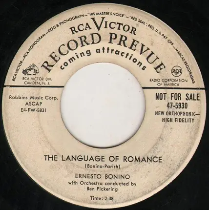 Ernesto Bonino - Song Of The Barefoot Contessa (Maria) / The Language Of Romance