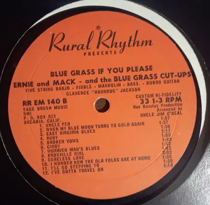 Ernie & Mack And The Blue Grass Cut-Ups - Blue Grass If You Please