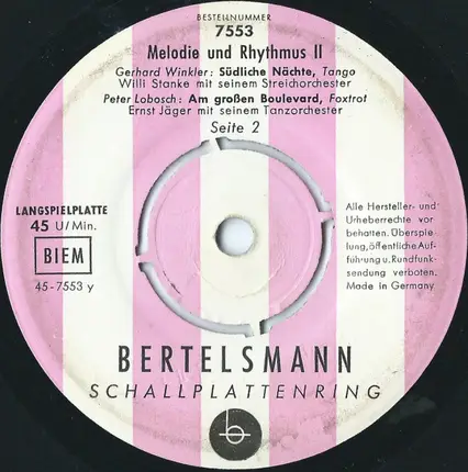 Ernst Jäger Und Sein Orchester , Orchester Willi Stanke - Melodie Und Rhythmus II