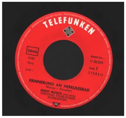 Ernst Mosch Und Seine Original Egerländer Musikanten - Erinnerung An Herkulesbad