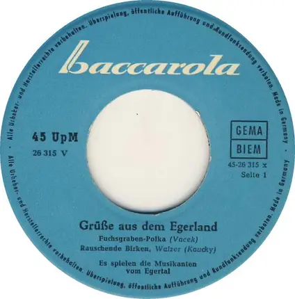 Ernst Mosch Und Seine Original Egerländer Musikanten - Grüße Aus Dem Egerland