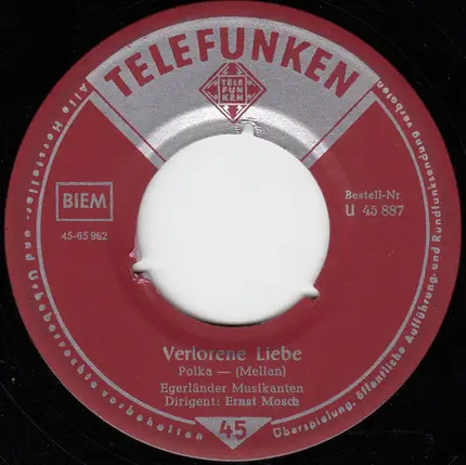 Ernst Mosch Und Seine Original Egerländer Musikanten Dirigent Ernst Mosch - Kuckucks-Walzer / Verlorene Liebe