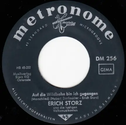 Erich Storz Und Die Lustigen Volksmusikanten - Auf Die Wildbahn Bin Ich Gegangen / Monika