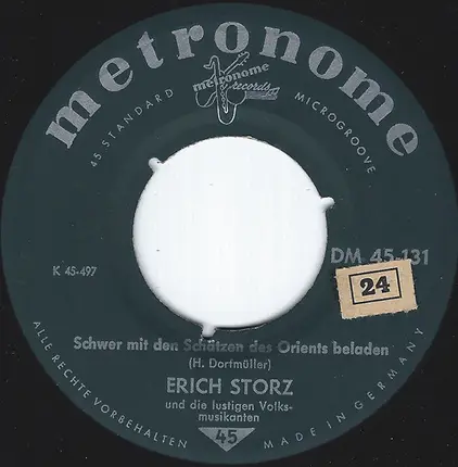 Erich Storz Und Die Lustigen Volksmusikanten - Böhmermädel / Schwer Mit Den Schätzen Des Orients Beladen