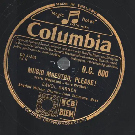 Erroll Garner - Out of nowhere / Music maestro, Please