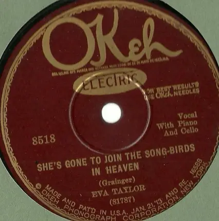 Eva Taylor - May We Meet Again (Florence Mills) / She's Gone To Join The Song-Birds In Heaven