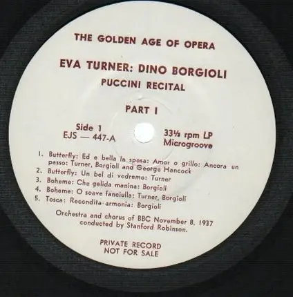 Eva Turner - Dino Borgioli, Puccini Recital