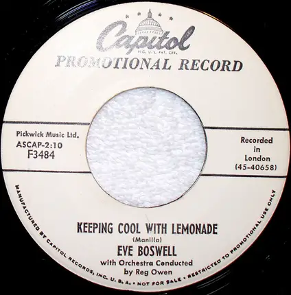 Eve Boswell - Keeping Cool With Lemonade / Down By The Sugar Cane