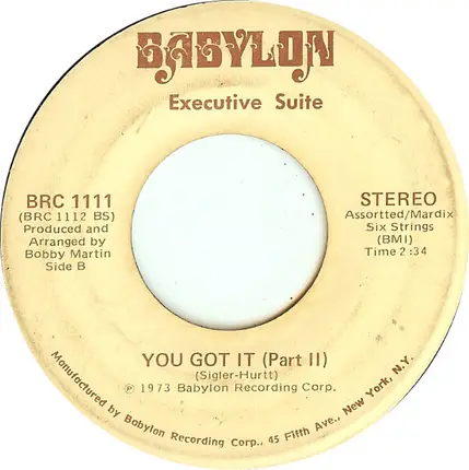 Executive Suite - When The Fuel Runs Out / You Got It (Part II)