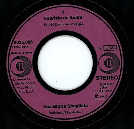 Fabrizio De André - Una Storia Sbagliata