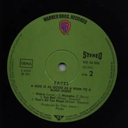 Faces - A Nod Is As Good As A Wink... To A Blind Horse