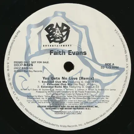 Faith Evans - You Gets No Love (Remix) / I Love You