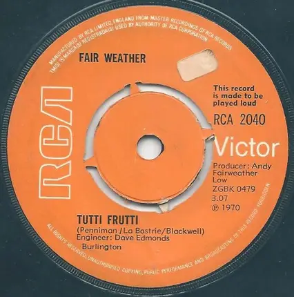 Fair Weather - Road To Freedom / Tutti Frutti
