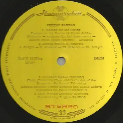Farkas Ferenc - Waiting For The Spring / Piccola Musica Di Concerto / Planctus Et Consolationes / Trittico Concerta