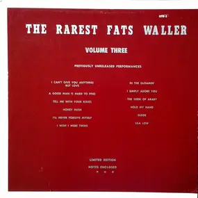 Fats Waller And His Rhythm - The Rarest Fats Waller Volume Three