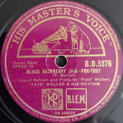 Fats Waller & His Rhythm - My Very Good Friend The Milkman / Black Raspberry Jam