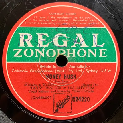 Fats Waller & His Rhythm - You Meet The Nicest People In Your Dreams / Honey Hush