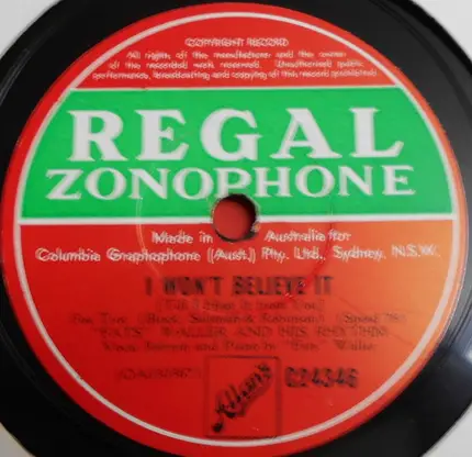 Fats Waller & His Rhythm - You Out-Smarted Yourself / I Won't Believe It