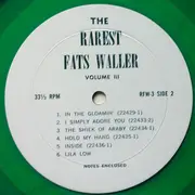 LP - Fats Waller - The Rarest Fats Waller Volume Three - Green Vinyl