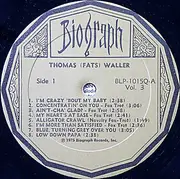 LP - Fats Waller - Rare Piano Roll Solos Vol. 3
