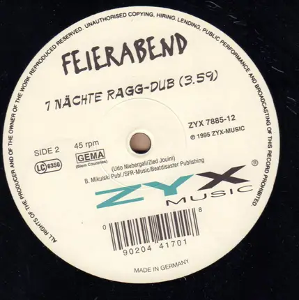 Feierabend - 7 Nächte Lang (Wir Wollen Heut' Feiern)