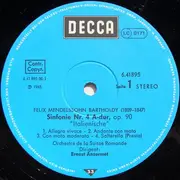 LP - Felix Mendelssohn-Bartholdy - L'Orchestre De La Suisse Romande - Ernest Ansermet - Symphonie Nr. 4 »Italienische« Sommernachtstraum-Suite