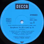 LP - Mendelssohn-Bartholdy - Symphonie Nr. III 'Schottische' / Symphonie Nr. IV 'Italienische'