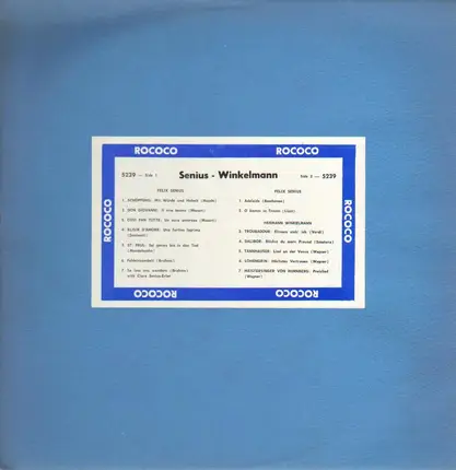 Felix Senius / Hermann Winkelmann - Pieces by Liszt, Mozart, Brahms, Smetana, a.o.
