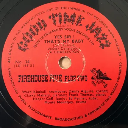 Firehouse Five Plus Two - Pagan Love Song / Yes Sir! That's My Baby