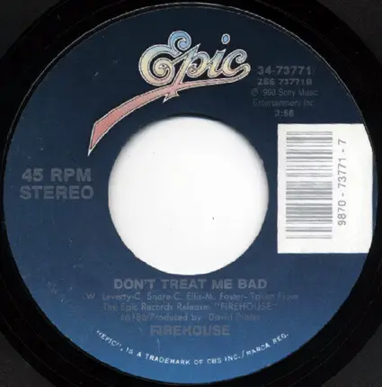 Firehouse - Love Of A Lifetime / Don't Treat Me Bad