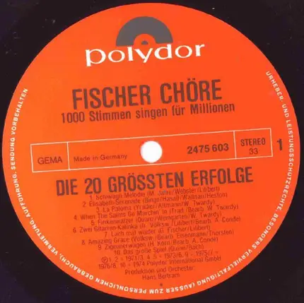 Fischer Chöre - 1000 Stimmen Singen Für Millionen - Die 20 Größten Erfolge