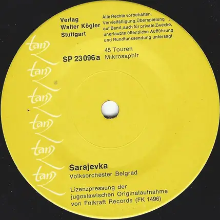 Folk Orchestra Beograd - Sarajevka