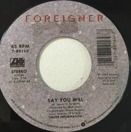 Foreigner - Say You Will