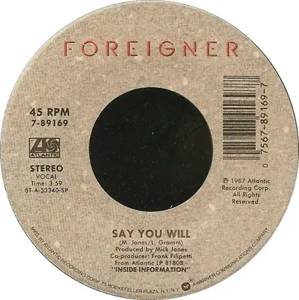Foreigner - Say You Will
