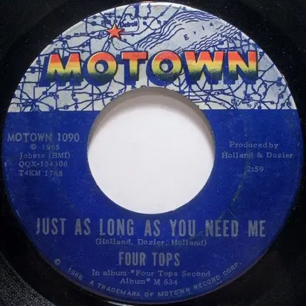 Four Tops - Shake Me, Wake Me (When It's Over) / Just As Long As You Need Me