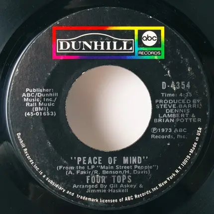 Four Tops - Are You Man Enough / Peace Of Mind