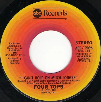 Four Tops - Seven Lonely Nights / I Can't Hold On Much Longer