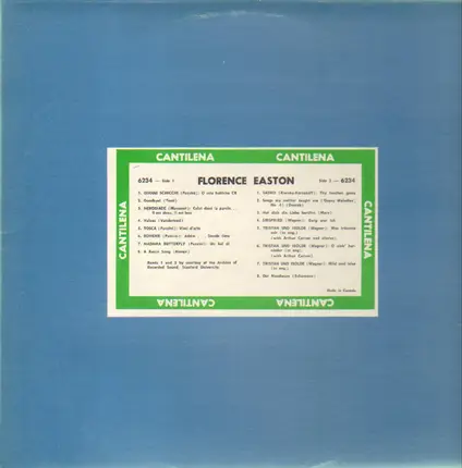 Florance Easton / Puccini, Tosti, Dvorak - Gianni Schicchi, Goodbye, Gypsie Melodies No 4 ...a.o.