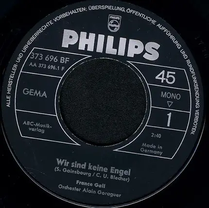 France Gall - Wir Sind Keine Engel / Ich Träume Jede Nacht