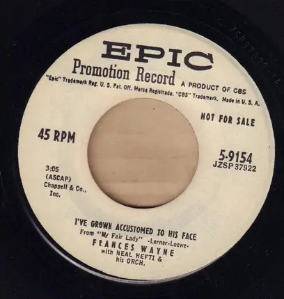 Frances Wayne - I've Grown Accustomed To His Face / Alone In New Orleans