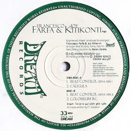 Francesco Farfa & Joy Kitikonti - Beat Control E.P.