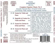 CD - Poulenc - Complete Chamber Music, Volume 2